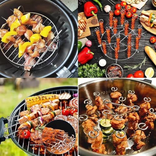 304 Stainless Steel Air Fryer Skewer Stand Dishwasher Safe Vertical Skewer Air Fryer Accessories for BBQ Grill Kabobs Chicken Meat Seafood (15 Long Skewers) - Image 5