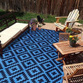 SAND MINE Waterproof Outdoor Rug 9x18 ft, Plastic Reversible Rug, Modern Area Rug, Large Floor Mat for Outdoors, RV, Patio, Backyard, Deck, Picnic, Beach, Camping, Blue by SANDMIND