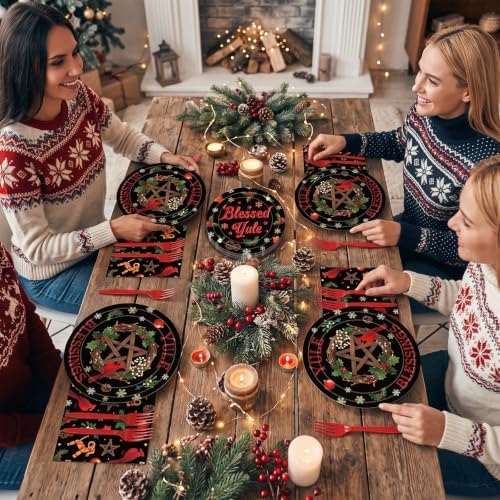 Yule Blessing Winter Solstice Party Dinnerware Decorations 96pc - Image 6