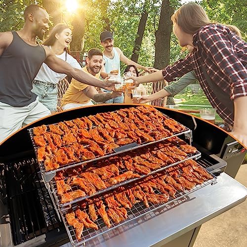 Jerky Racks for Barrel Style Pellet Grills, 21"W×17.2"L, 3 Tiered Foldable Sliding 830 in² Cooking Space Expansion Grate Accessory for Pit Boss, Traeger, Z Grill, Green Mountain and More Smoker Grills - Image 7