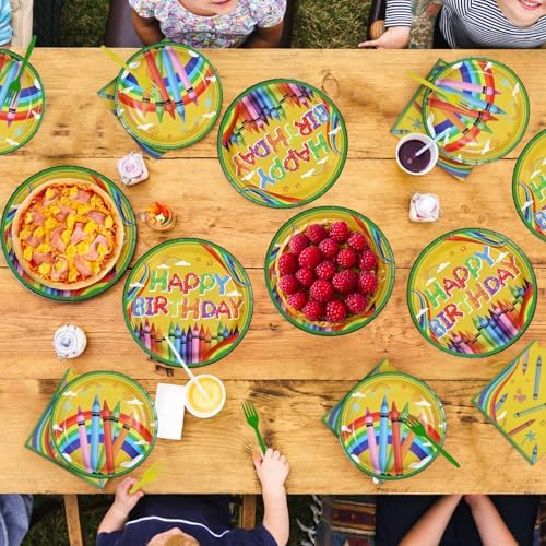 96Pcs Crayon Themed Birthday Party Supplies, Serves 24 - Image 7