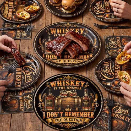 Whiskey Birthday Party Plates Napkins Decorations for Men Set 96PCS - Image 6