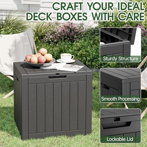 KAMABOKO Outdoor Storage Box, 35 Gallon Deck Box Outdoor Waterproof Small - Image 4