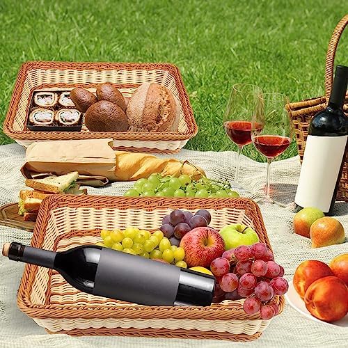 3 PCS 16 Inch Wicker Bread Basket, Woven Serving Basket, Tabletop Food Serving Basket for Restaurant, Bakery, Family Party, Hotel Serving, Fruits, Vegetables and Snacks, by GNIEMCKIN - Image 6
