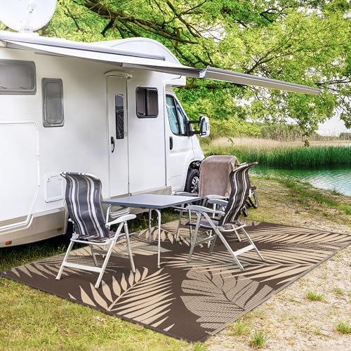 GENIMO Outdoor Rug, Waterproof Plastic Rugs for Patio, 5'x8' Coffee Beige - Image 5