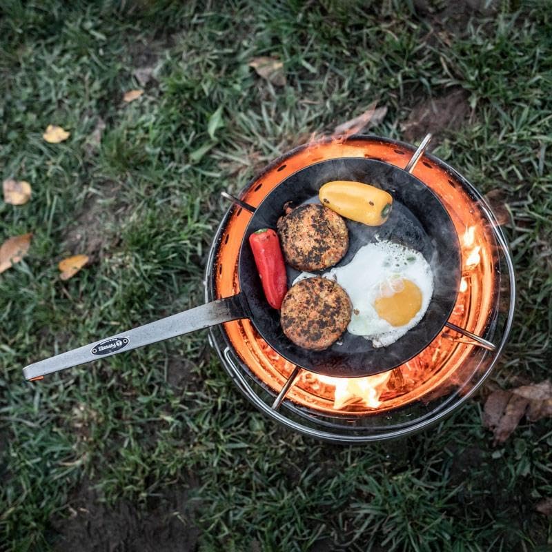 Petromax Wrought Iron Skillet, Long Handle Pan Conducts Heat Evenly, Indoor/Outdoor Camping Cookware for Campfire or Home Kitchen Use, Stove to Table Serveware - Image 5