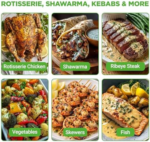 NutriChef Horizontal Rotating Shawarma Oven | Rotisserie, Shawarma & Kebab Machine | Includes Large 22.4 Quart Capacity, 3-Hour Timer & 6 Kebab Skewers | Ideal for Chicken,Turkey & Lamb | White - Image 3