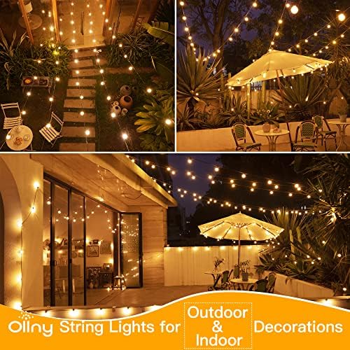 Ollny 150FT Outdoor String Lights, Waterproof Connectable Shatterproof Outside Light with 75 Edison + 4 Spare LED Bulbs Plug in, Patio Lights for Indoor Balcony Porch Camping Deck - Image 6