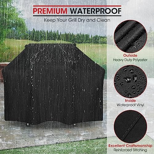 Unicook Grill Cover Heavy Duty Waterproof, UV Resistant BBQ Cover, 63 Inch - Image 4