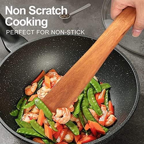 Non Toxic Wood Spatula for Cooking Spoon Teak Wooden Utensil Set Spurtle - Image 2