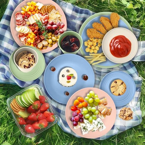 Wrova Wheat Straw Dinnerware Sets 40PCS, Unbreakable Plates and Bowls Sets Service for 8, Microwave and Dishwasher Safe Dish Set, Dinning Plates/Cereal Bowls/Drinking Cups for Kitchen,Camping-Nordic - Image 6