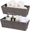 Onlytak 2-Pack Plastic Wicker Baskets, 15.75"x6.75"x4.75", Dark Grey by onlytak