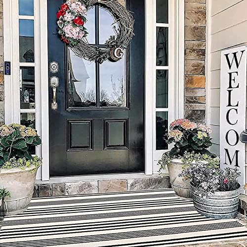 Black and White Outdoor Rug 3'x 5' Fall Area Rug Farmhouse Front Porch Rug - Image 5