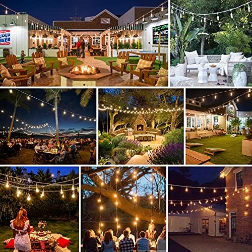 96FT(48×2) Outdoor String Lights, Commercial Grade Heavy Duty White Wire Patio Light with Dimmable S14 Shatterproof LED Bulbs, Linkable Waterproof Bistro Lights for Outside Deck Backyard Cafe Market - Image 7