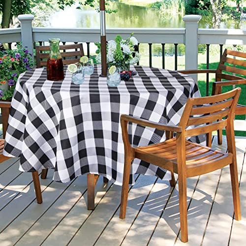 EHouseHome Outdoor and Indoor 60inch Round Tablecloth with Umbrella Hole and Zipper, Waterproof Zippered Patio Cloths, Spring/Summer Table Covers for Backyard Circular Table/BBQs/Picnic - Image 3