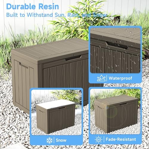 55 Gallon Outdoor Storage Box Waterproof, UV Resistant Resin Deck Box for Patio Furniture, Outside Storage Box for Garden Tools, Patio Cushions, Grey - Image 5