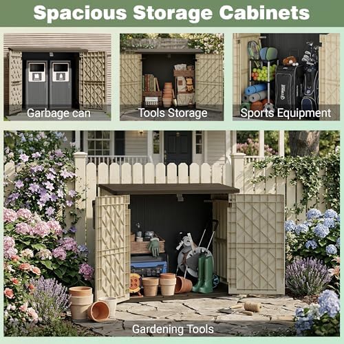 LHBcraft Waterproof Outdoor Storage Box 36 Cu Ft with Lockable Doors, Portable Horizontal Resin Storage Cabinet, Outdoor Storage Shed for Backyards, Easy to Assemble - Image 5
