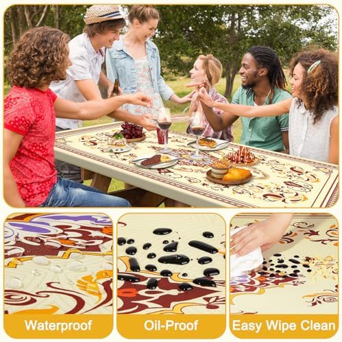 Picnic Table and Bench Cover Set, Waterproof Fitted Elastic Cloth - Image 4