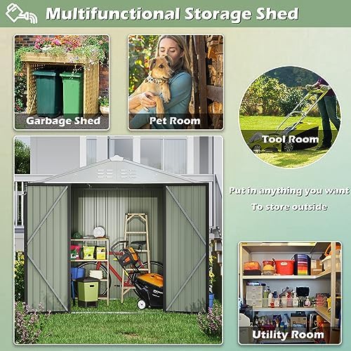 Devoko 8x6 FT Outdoor Storage Shed, Gray - Image 5