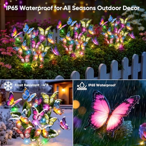 Solar Lights Outdoor Garden Decor: 2 Pack Colorful LEDs Butterfly Lights - Image 6