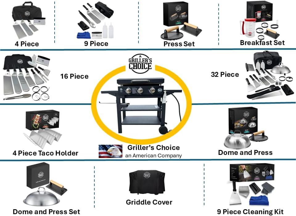 Griller's Choice Gas Griddle with Hinged Hood & Wind Guards, 4 Shelves, Propane Griddle for Flat Grills Outdoor Cooking, Front Grease Management, Steel Flattop Grills Surface, Precision Heat Control - Image 7