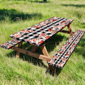 Valentine's Day Picnic Table Cover with Bench Covers, Camping Essentials, Valentines Decor Waterproof Windproof, Fitted Tablecloth Cover with Elastic Edge, Outdoor Table Covers, 3 PCS, 30x60 Inch by Xguatan