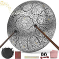 Rain Drum for Outside Garden, 8 Inches 11 Notes Steel Tongue Drum, Waterproof Meditation Rain Chime, Musical Instruments for Adult Gift with Bag, Music Book, Mallets (Star Sliver) by INNOWARMER