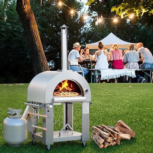 32.5" Dual Fuel Pizza Oven - Wood Fired or Propane Gas Fueled Outdoor Oven - Image 5