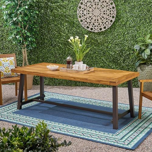 8-Seater Acacia Wood Outdoor Dining Table – Premium Patio Table with Metal Frame | Weather-Resistant Outside Table for BBQs, Gatherings & Tea Parties (Patio Deals Included, Easy Clean) - Image 6