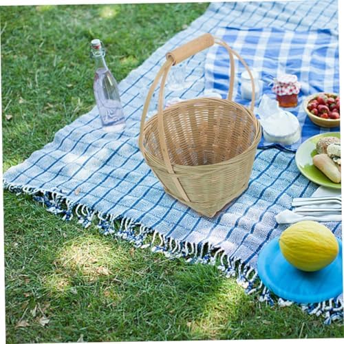 BESPORTBLE 4pcs Woven Storage Basket Handle Picnic Fruit Collection Baskets Rustic Home Decor for Outdoor Activities and Kitchen Organization - Image 5