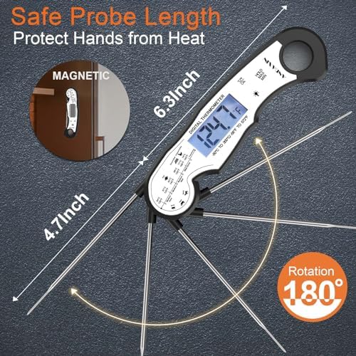 Digital Instant Read Meat Thermometer Digital for Grilling and Cooking - ANDAXIN Waterproof Ultra-Fast Thermometer with Backlight&Calibration&Foldable Probe for Kitchen,Deep Fry,BBQ,Grill-Black/White - Image 7