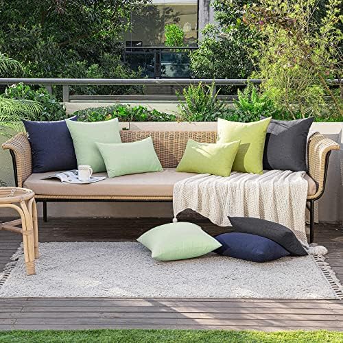 MIULEE Decorative Outdoor Pillow Covers Euro Waterproof 24x24 Moss Green - Image 5