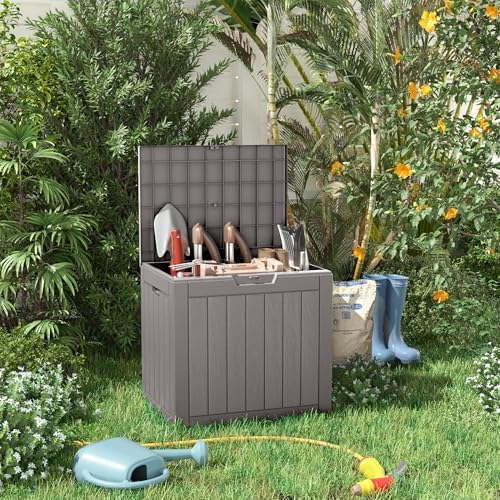 35 Gallon Outdoor Storage Box, Large Resin Deck Box for Patio Cushions, Garden Tools, Pool Accessories, Waterproof and Lockable Design, Storage Bench for Backyard & Deck(Gray) - Image 6