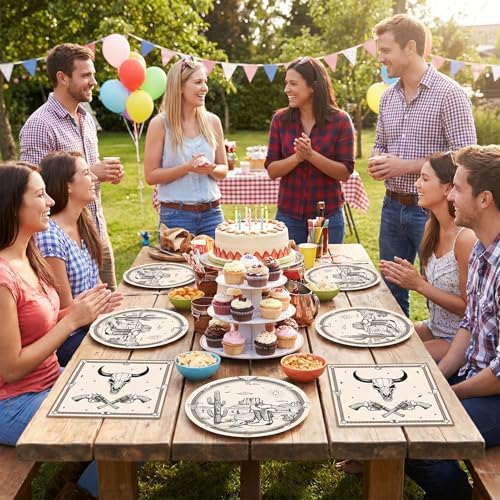 40Pcs Western Birthday Party Plates and Napkins Tableware Set, Cowboy Rodeo Themed Party Decorations for First Rodeo Cowboy Birthday Baby Shower Wild West Party - Image 6