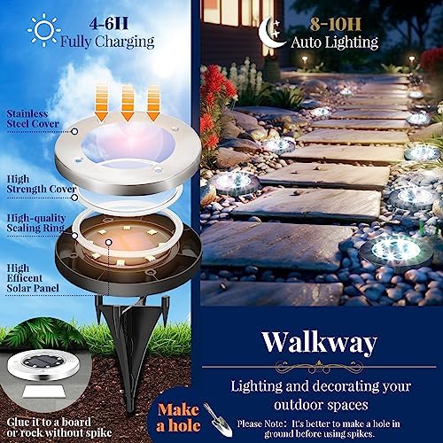 SOLPEX Solar Ground Lights Outdoor, Garden Lights 16 Pack Cool White - Image 3