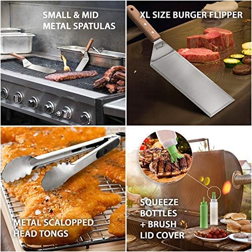 Metal Spatula Set of 6 - Griddle Accessories kit - Grill Flat Spatula Pancake Flipper Hamburger Turner - Metal Utensil Great for BBQ Grill Flat Top Cast Iron Griddle - Image 2