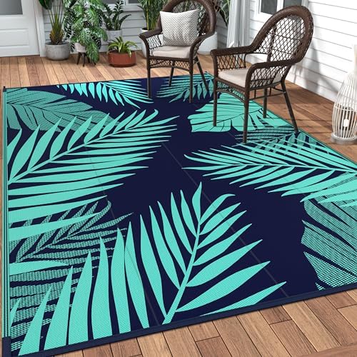 GENIMO Outdoor Rug, Waterproof Plastic Rugs for Patio, 5'x8' Blue Green by GENIMO