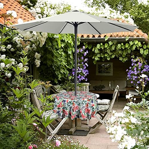 EHouseHome Outdoor Indoor 60inch Round Tablecloth with Umbrella Hole and Zipper, Waterproof Zippered Patio Table Cloths, Spring/Summer Table Covers for Backyard Circular Table/BBQs/Picnic - Image 4