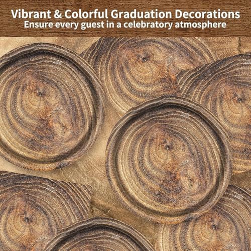 80 Pcs Wood Grain Paper Plates Birthday Decorations Party Disposable Tableware for Lumberjack Camping Hunting Theme Party Supplies, Serves 40 guests (Style A) - Image 4