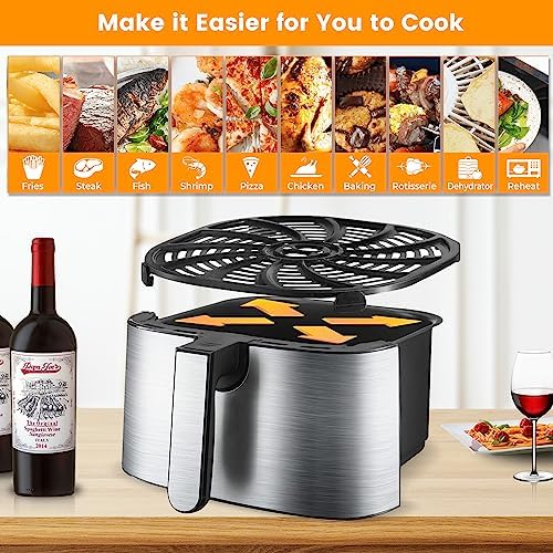 Air Fryer Accessories for Gourmia GAF798 GAF716 7QT Air Fryer, Food Grade Nonstick 8.97''*8.97'' Air Fryer Replacement Parts Rack Tray Grill Pan Grill Plate Crisper Plate, Dishwasher Safe - Image 5