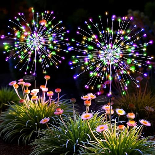 2Pack Solar Lights Outdoor, Multicolor Firework Lights by Suncket