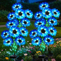 Solar Sunflower Lights Outdoor Garden Decor, 4 Pack Solar Blue Flowers Lights with 24 Sunflowers, Waterproof Fall Decor Stake Decorative Light Auto ON/Off for Garden Yard Patio, Gift for Women by stadeco