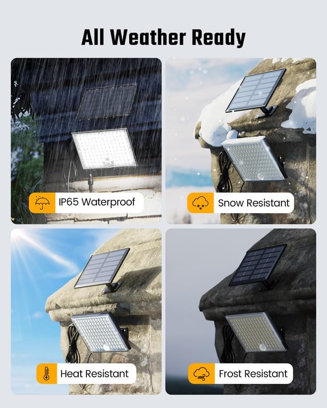 SUPERDANNY Solar Outside Lights with 113 Bright LEDs 7000K with 16ft Cable - Image 5