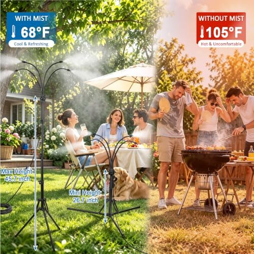 Standing Mister for Outside Patio,4-Adjustable Nozzle Portable Water Mister - Image 6