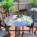 Fitted Round Tablecloth with Umbrella Hole and Zipper Flowers Hydrangeas Outdoor Elastic Table Cloth 45"-56" Oil-Proof Waterproof Dragonflies Patio Table Cover for Picnic Party by GzLeyigouHomeKitchen