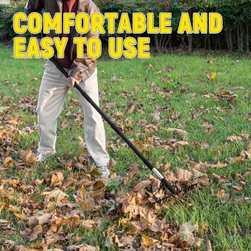 Bow Rake, 68-Inch Adjustable Handle Garden Rake with 17 Steel Tines, Heavy Duty Dual-Sided Metal Rake Landscape Gardening Tool for Soil Loosening Lawn Yard Leaves Mulch Thatch Removing - Image 6