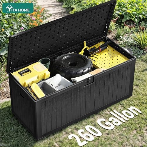 YITAHOME 260 Gallon Large Deck Box with Divider & Side Handles - Image 2