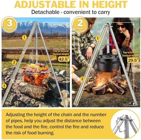 Joyfair Campfire Camping Tripod Grill Grate(17” Dia.), Stainless Steel - Image 4