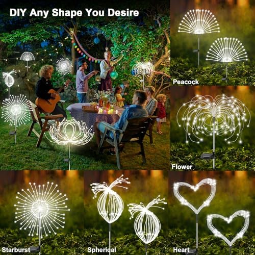 Solar Garden Lights Outdoor, 4 Pack 120 LED Twinkling Firework Lights Decorative with 2 Modes, Outdoor Waterproof Solar Starburst Light for Outside Yard Pathway Garden Decor, White - Image 4