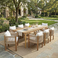 Christopher Knight Home Matera Acacia Wood Outdoor Dining Set for 8, 9 Piece Patio Dining Table and Chair Set, Wooden Outdoor Dining Armchair and Table Set with Removable Cushion, Light Teak+Beige by ChristopherKnightHome